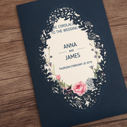 Pocket Navy Wedding Invitations Greeting Cards For Wedding - DorisHome