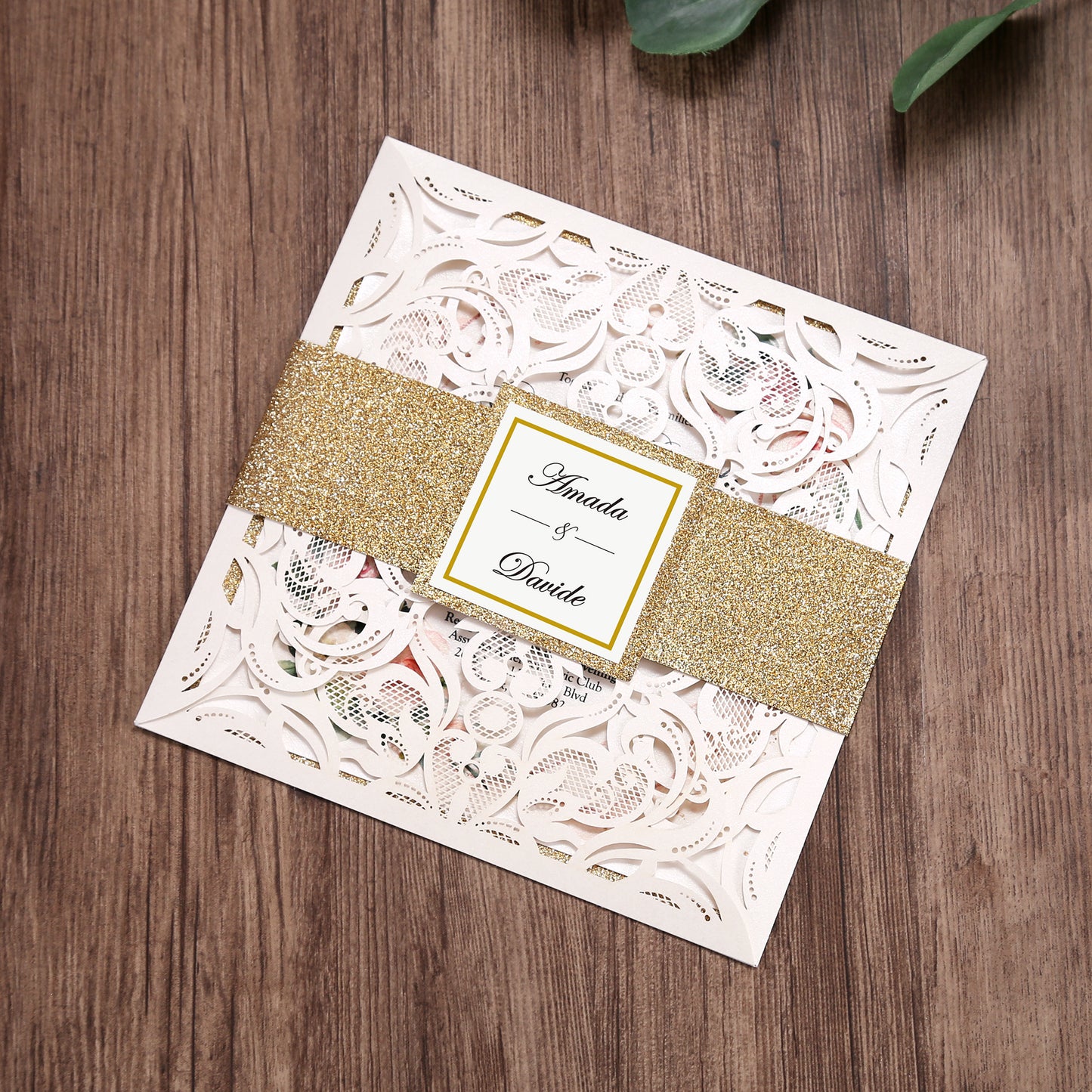 Square Gold Wedding Invitations for Wedding, Bridal Shower, Dinner, Party