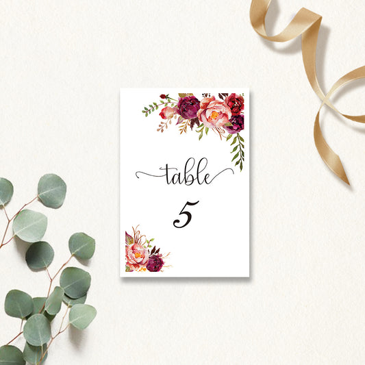 Dusty Rose Paeonia flora Table Cards - DorisHome