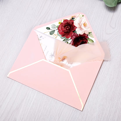 Pocket Burgundy  Wedding Invitations Greeting Cards - DorisHome