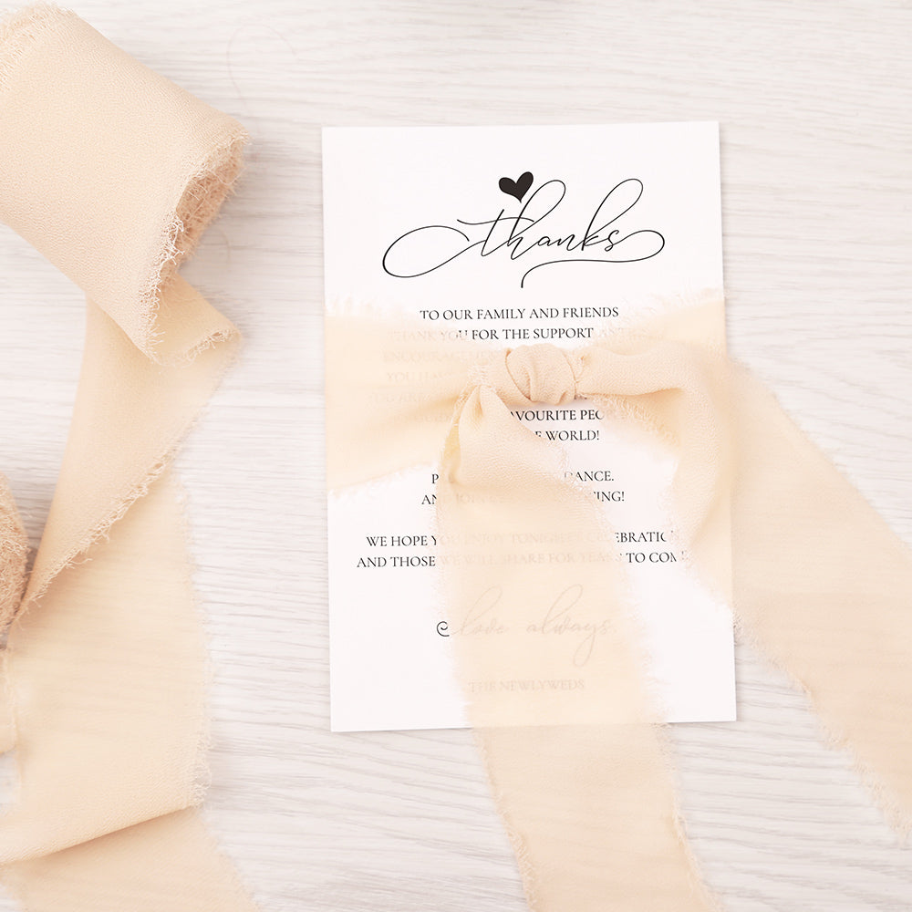 Handmade Fringe Chiffon Silk-Like Ribbon 2" x 7Yd Set of 3 Rolls Ribbons for Wedding Invitations, Bouquets, Gift Wrapping (3 Rolls Cream) - DorisHome