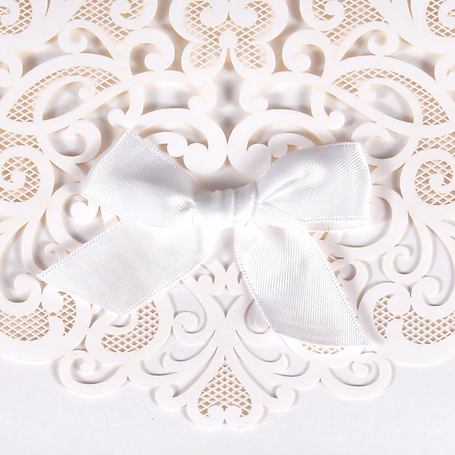 Ivory White Laser Cut Flower with Bowknot Wedding Invitations,Invitations