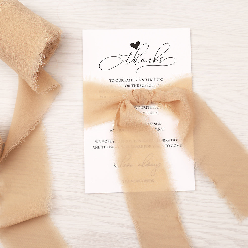 Handmade Fringe Chiffon Silk-Like Ribbon 2" x 7Yd Set of 3 Rolls Ribbons for Wedding Invitations, Bouquets, Gift Wrapping (3 Rolls Nude) - DorisHome