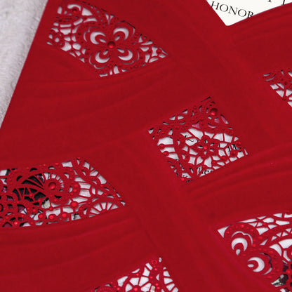Red Vertical Laser Cut Invitation Cards for Quinceanera / Sweet 16