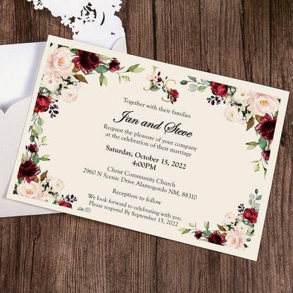 White Hollow Flora Laser Cut Invitation Cards,Invitations - DorisHome
