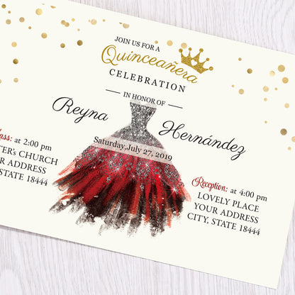 Red Hollow Flora Laser Cut Invitation Cards, Invitations - DorisHome