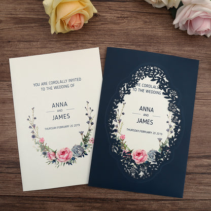 Pocket Navy Wedding Invitations Greeting Cards For Wedding - DorisHome