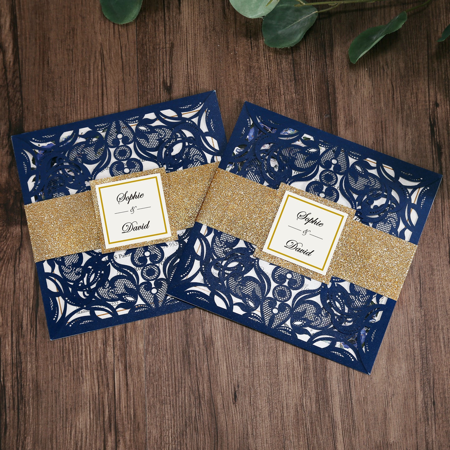 Square Blue Wedding Invitations for Wedding, Bridal Shower, Dinner, Party