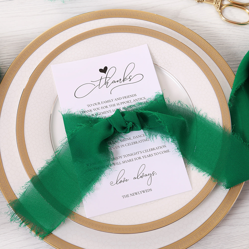 Handmade Fringe Chiffon Silk-Like Ribbon 2" x 7Yd Set of 3 Rolls Ribbons for Wedding Invitations, Bouquets, Gift Wrapping (3 Rolls Light Green) - DorisHome