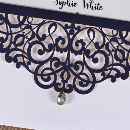 Classic Blue Laser Wedding Invitations Cards,Invitations - DorisHome