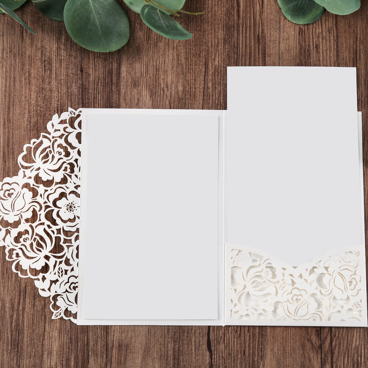 White Floral Laser cut invitation cards for Quinceanera - DorisHome