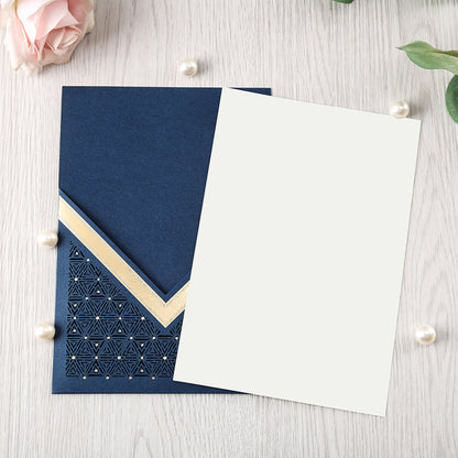 Blue Floral Laser cut invitation cards for Wedding, Anniversary - DorisHome