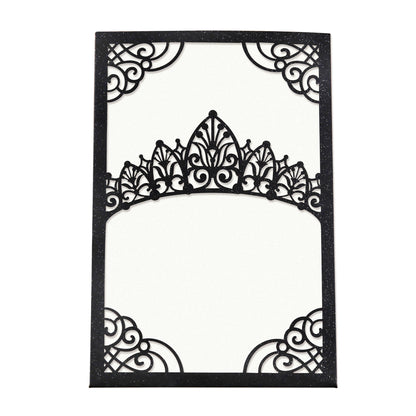 Pearlized Black Invitations Purple Greeting Cards For Quinceanera