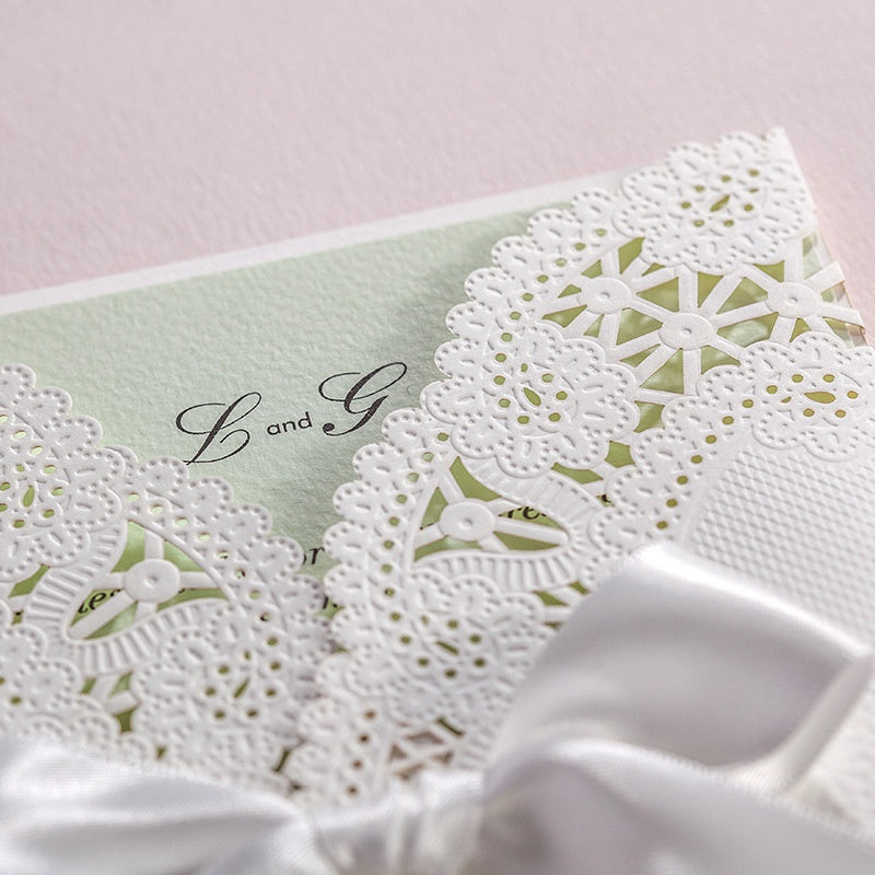 Ivory White Hollow Flora Laser Cut Invitation,Invitations - DorisHome