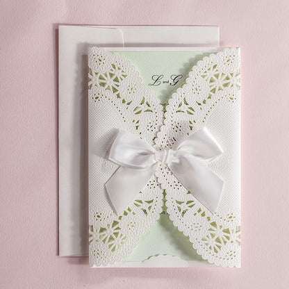 Ivory White Hollow Flora Laser Cut Invitation,Invitations - DorisHome