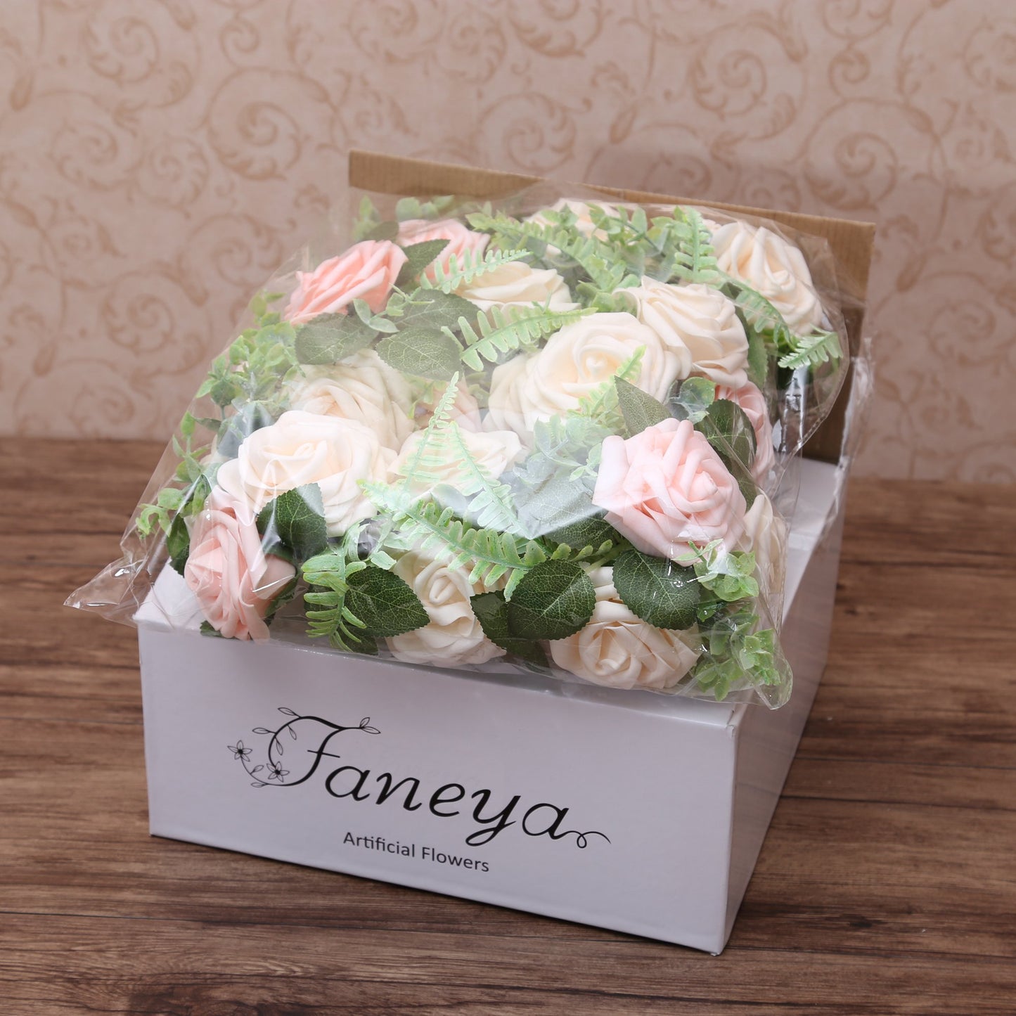Faneya 12pcs Pink Cream Floral Wedding Flower Artificial Flowers
