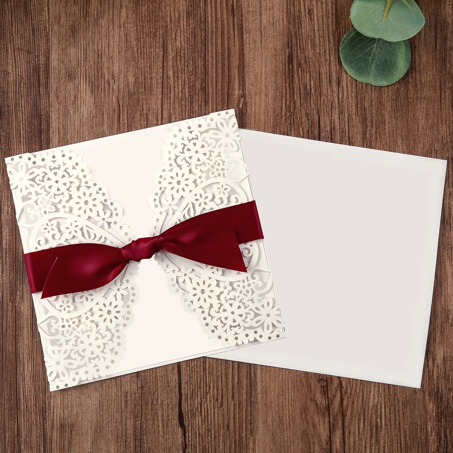 Square Invitations Cards With Burgundy Ribbon For Quinceanera - DorisHome